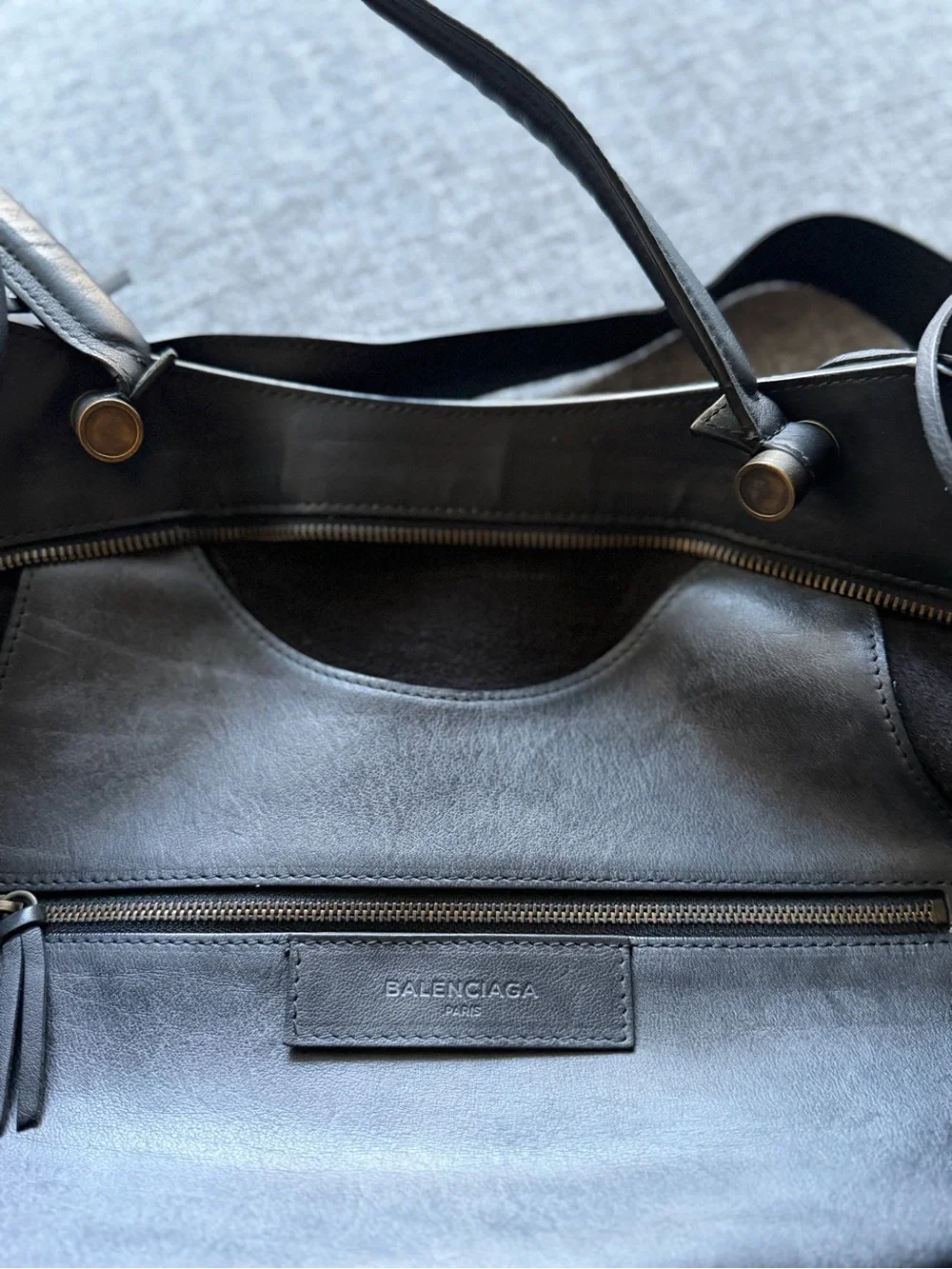 Balenciaga Blackout City XL Smooth Black Leather Large Tote Bag